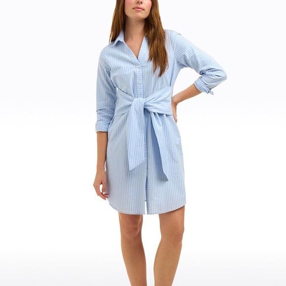 Draper James Dresses & Skirts - Draper James Blue Stripe Oxford Shirting Isabella Shirt Dress Large